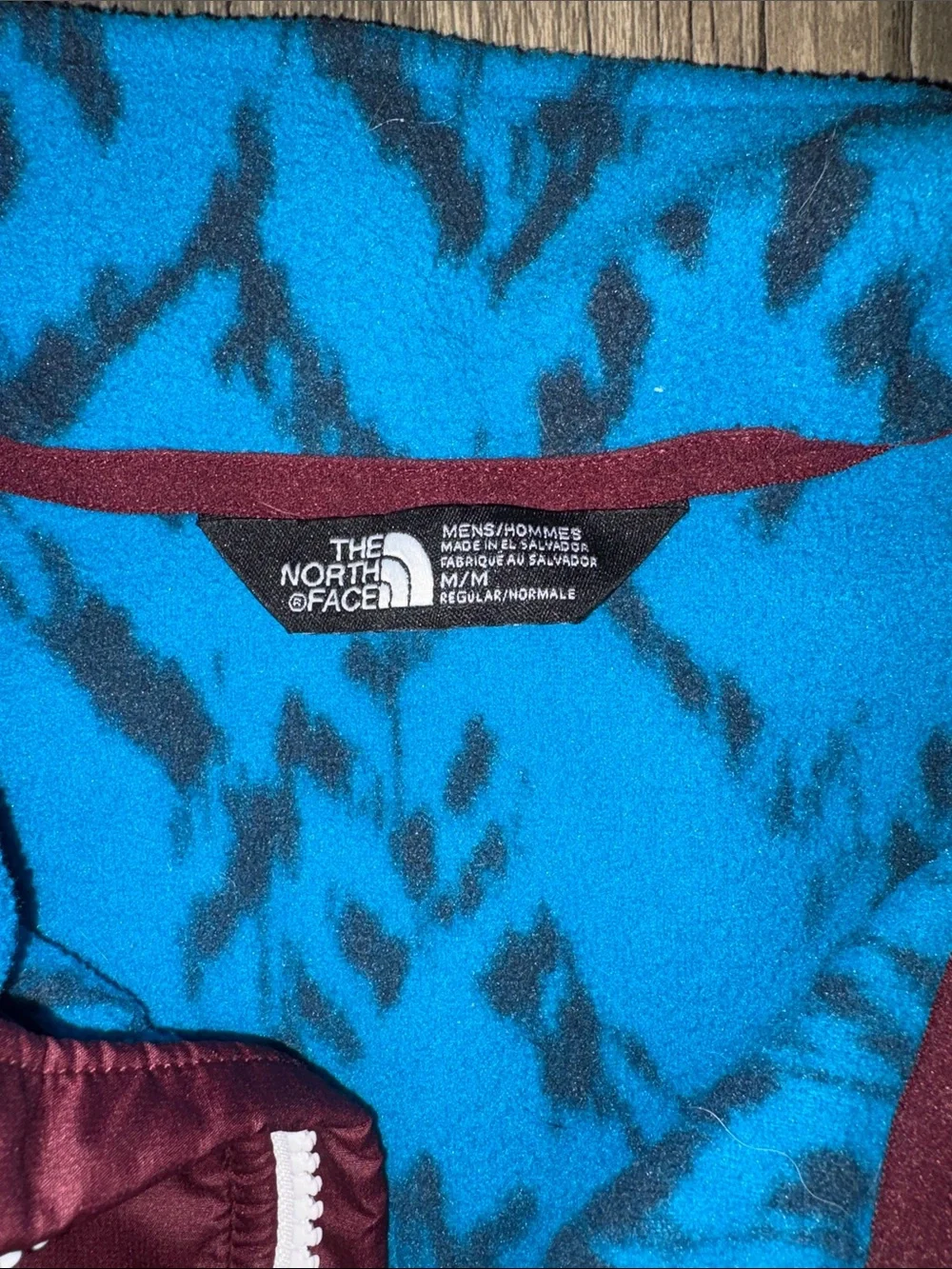The North Face Sweater Men med 1/4 Zip Fleece Aztec Geo Novelty Blue Burgundy